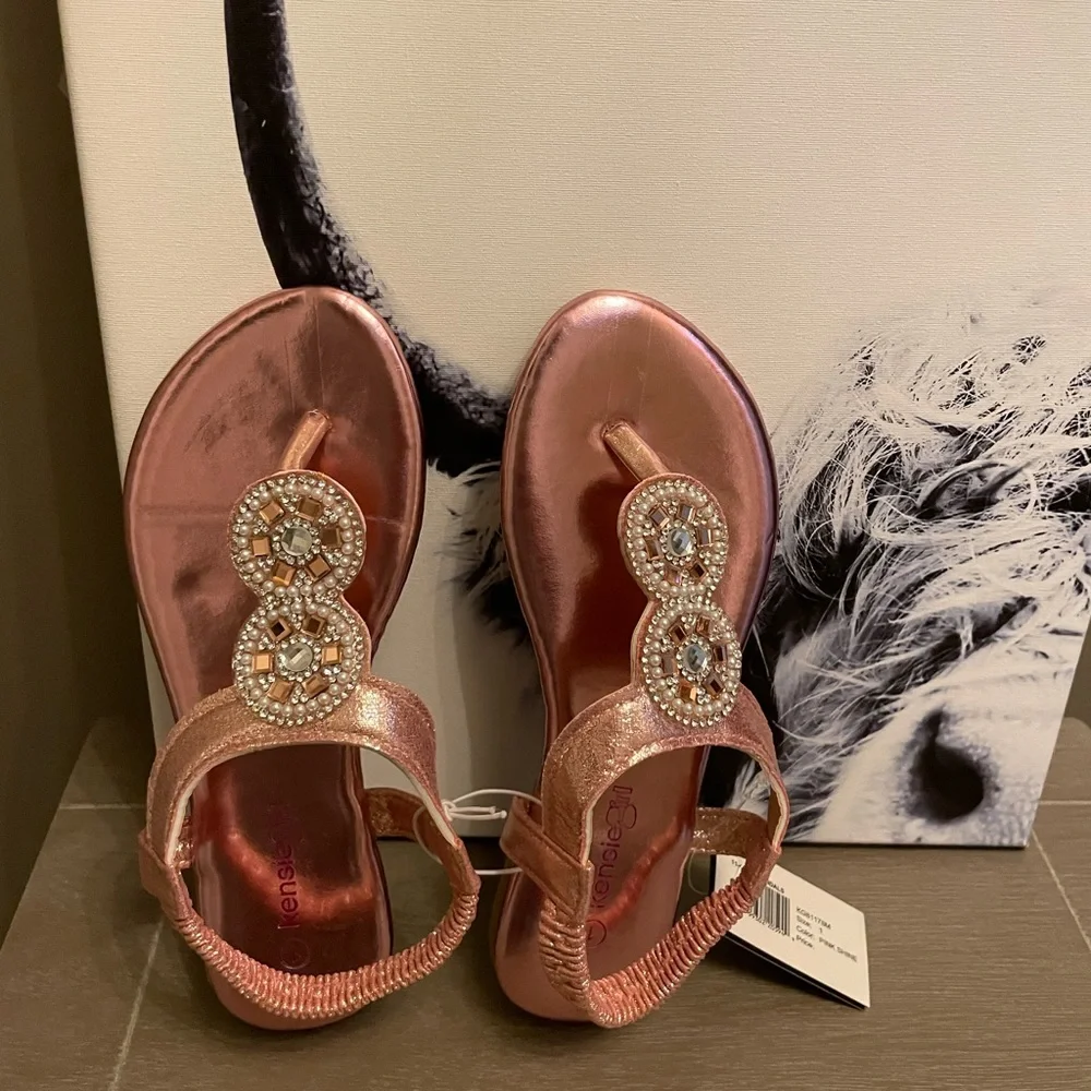 NWT Kensie Girl Sandal Size 1 Pink Shine - Picture 2 of 14